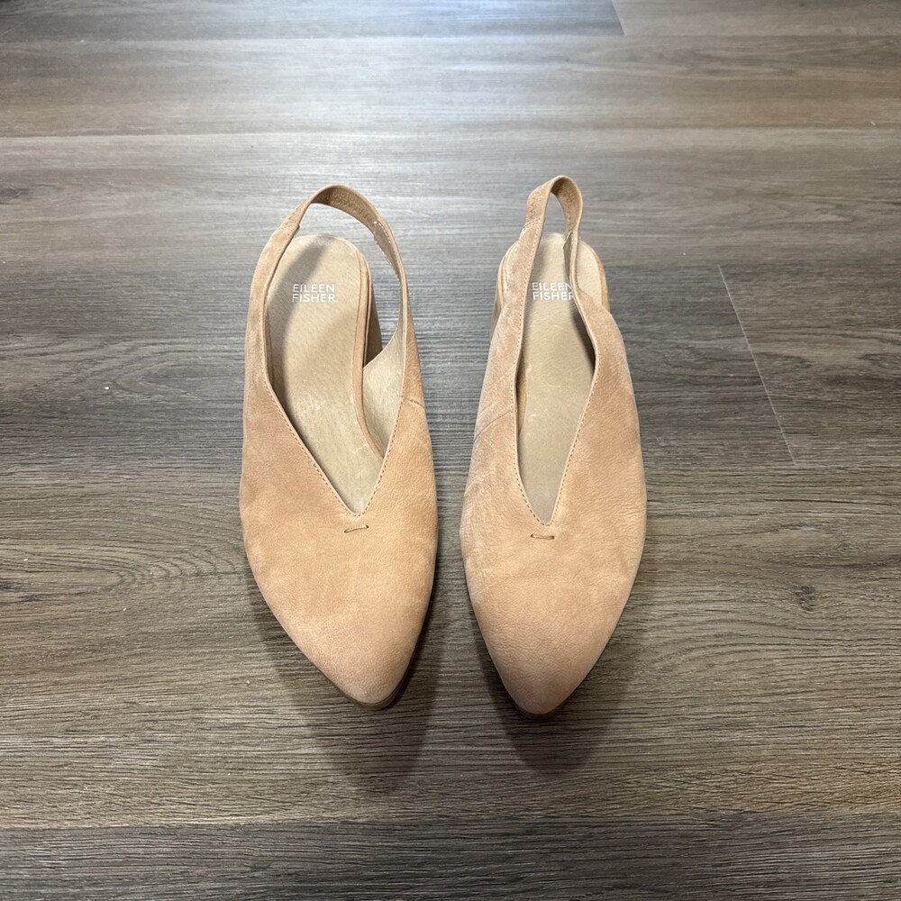 Eileen Fisher Gatwick Nubuck Slingback Block Heel Pumps Size 9.5 - Picture 1 of 8